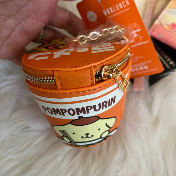 Sanrio Pompompurin Instant Ramen Cup Coin Purse & Loungefly Hello Kitty Wristlet - Picture 4 of 7